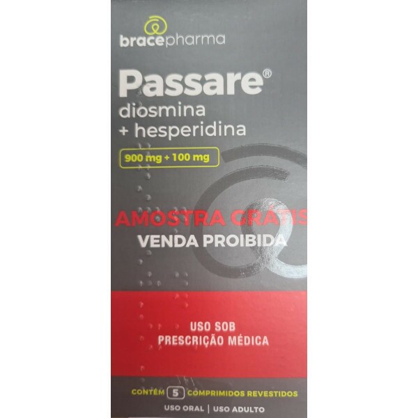Passare - Diosmina 900mg + Hesperidina 100mg - 5 Comprimidos